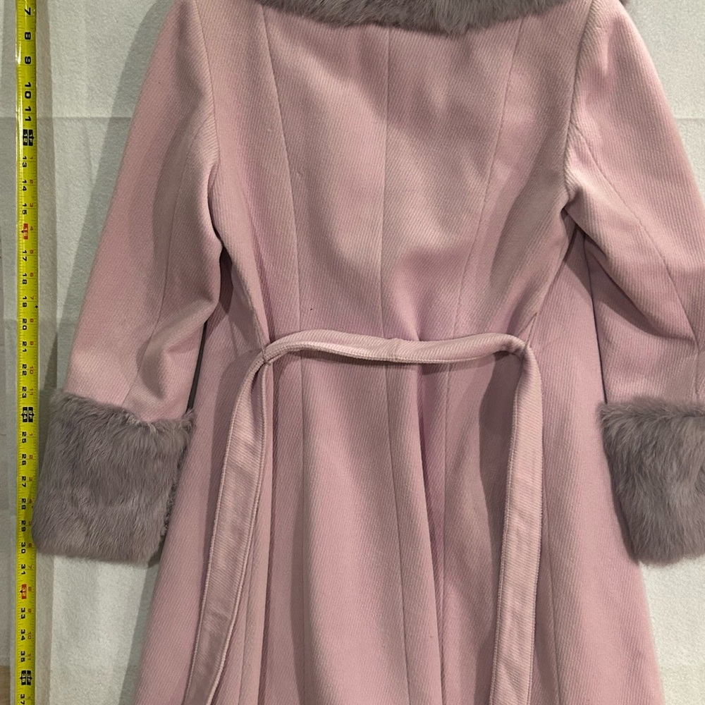 bebe Pink Trench Coat with Faux-Fur Collar and Cuffs 4033 - Picture 9 of 15